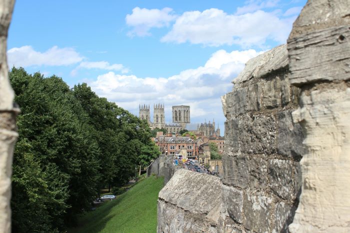 A view of York Minster on a sunny day from the city walls.