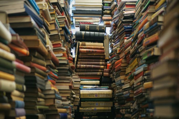 Piles of books.