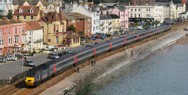 A CrossCountry train passing through Torquay