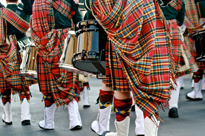 A walking band in kilts