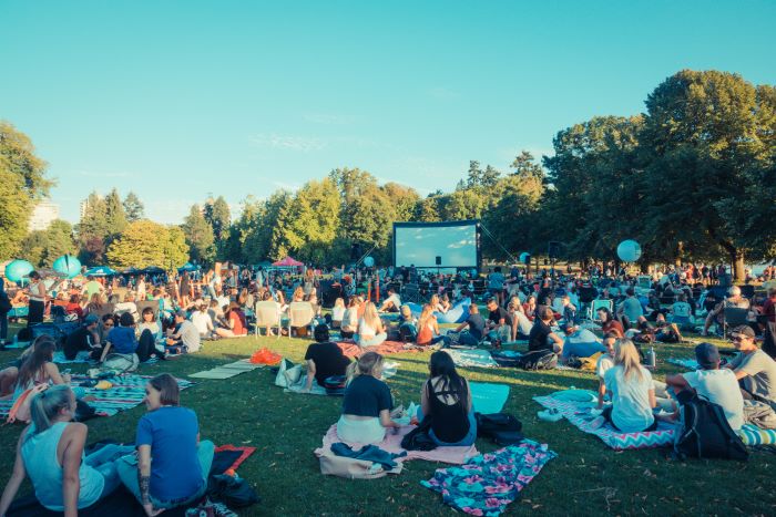 A open air screening event.