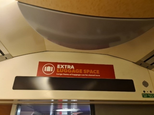 Interior of voyager showing where the extra luggage space is available