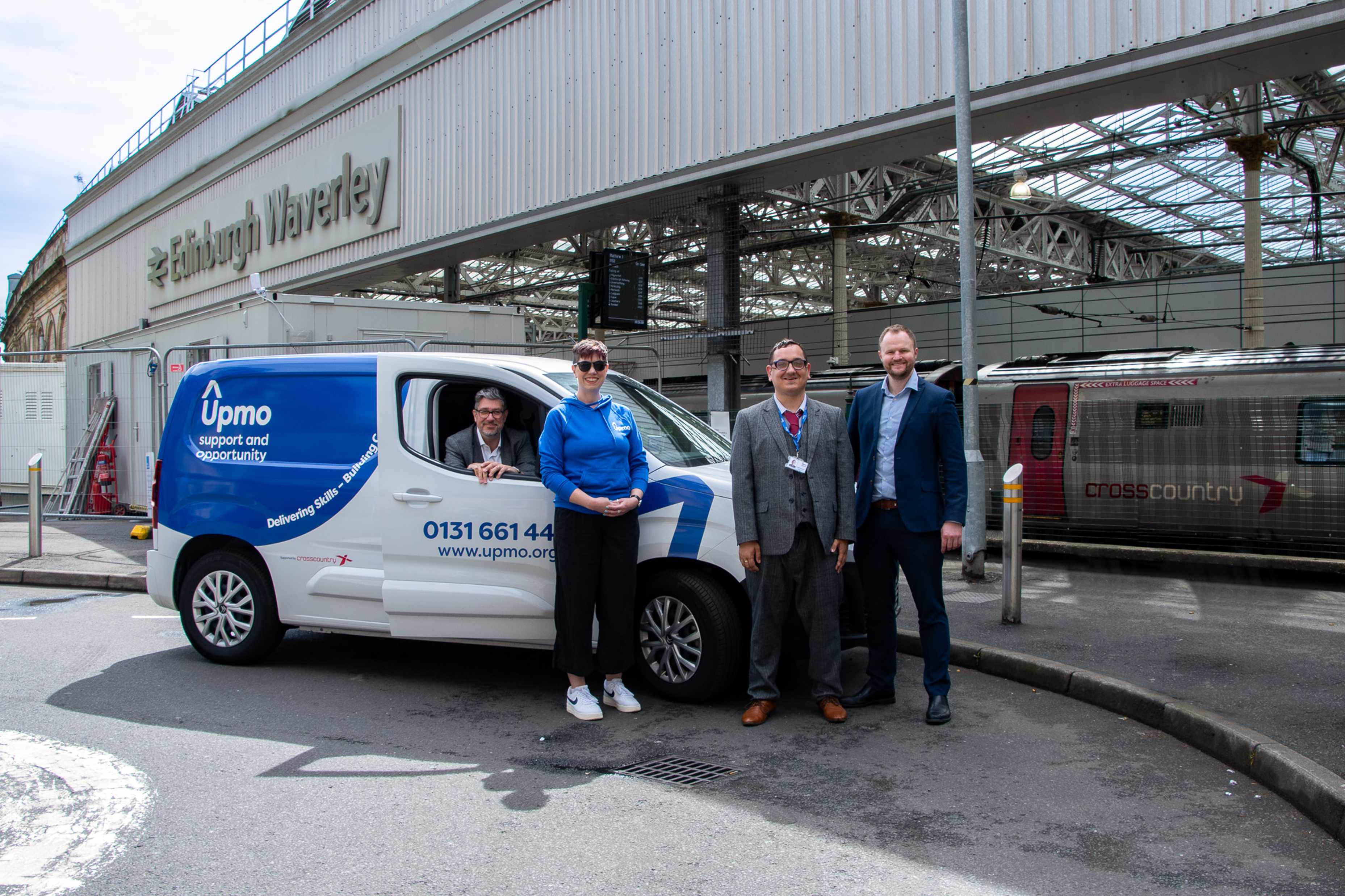 Upmo electric van outside Edinburgh station