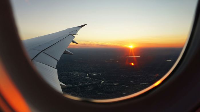 plane wing out of a window