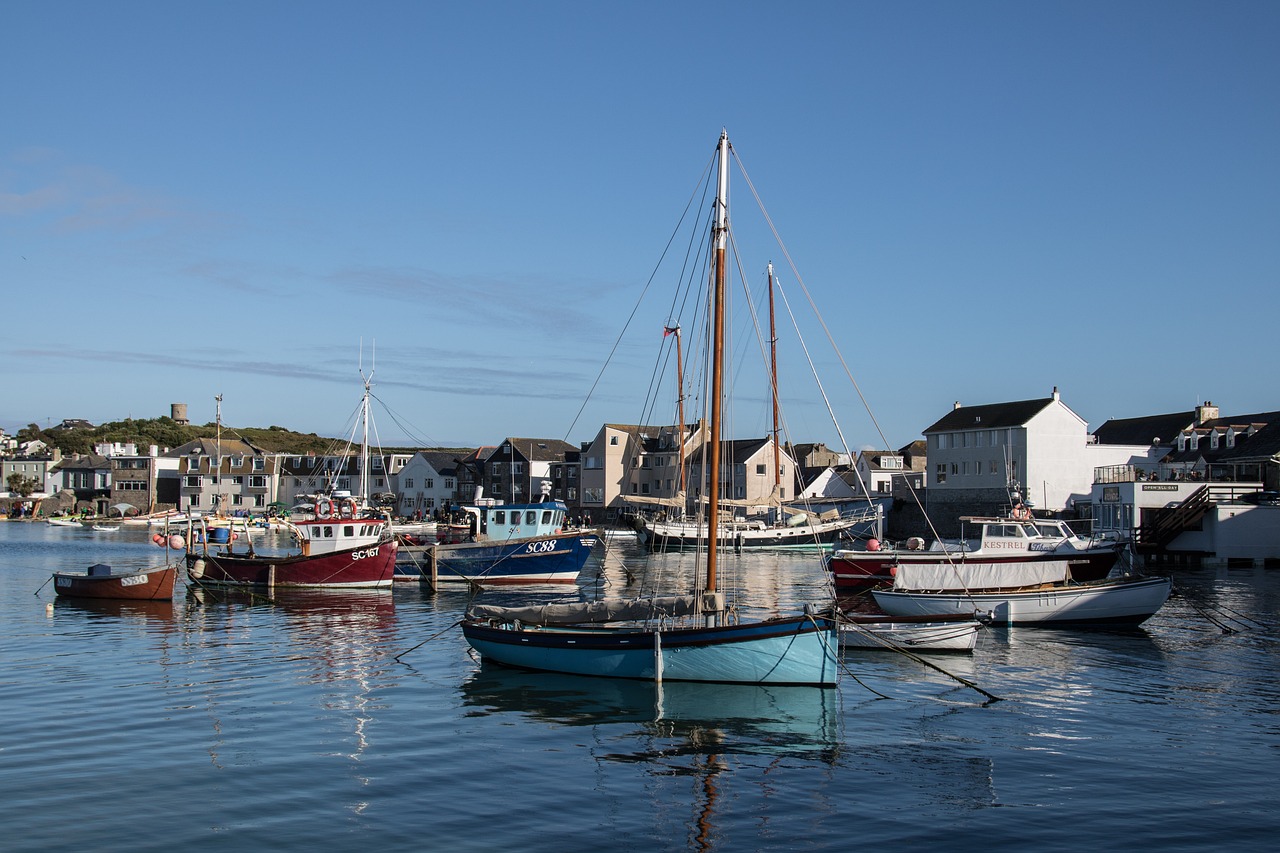 Isles of Scilly St. Mary’s harbour with sailing boats