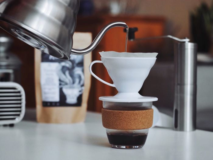 water poured through a coffee filter