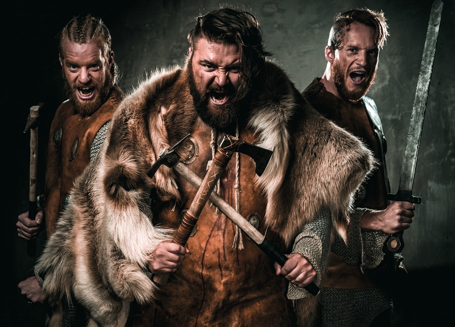 Three men dressed as vikings at the JORVIK musum